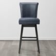 Circle 55 Navy Blue 30-in H Bar height Upholstered Swivel Wood Bar Stool 2 -Pack