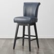 Circle 55 Navy Blue 30-in H Bar height Upholstered Swivel Wood Bar Stool 2 -Pack