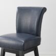 Circle 55 Navy Blue 30-in H Bar height Upholstered Swivel Wood Bar Stool 2 -Pack