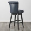 Circle 55 Navy Blue 30-in H Bar height Upholstered Swivel Wood Bar Stool 2 -Pack