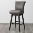 Circle 55 Dark Gray 30-in H Bar height Upholstered Swivel Wood Bar Stool 2 -Pack