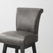 Circle 55 Dark Gray 30-in H Bar height Upholstered Swivel Wood Bar Stool 2 -Pack