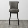Circle 55 Dark Gray 30-in H Bar height Upholstered Swivel Wood Bar Stool 2 -Pack
