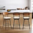 Circle 55 Cream White 27-in H Counter height Upholstered Swivel Metal Bar Stool 3 -Pack