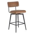 Circle 55 Saddle Brown 27.4-in H Counter height Upholstered Swivel Metal Bar Stool 2 -Pack
