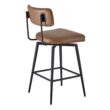 Circle 55 Saddle Brown 27.4-in H Counter height Upholstered Swivel Metal Bar Stool 2 -Pack