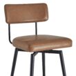 Circle 55 Saddle Brown 27.4-in H Counter height Upholstered Swivel Metal Bar Stool 2 -Pack