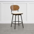 Circle 55 Cream White 27.2-in H Counter height Upholstered Swivel Metal Bar Stool 2 -Pack