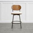 Circle 55 Cream White 27.2-in H Counter height Upholstered Swivel Metal Bar Stool 2 -Pack