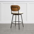 Circle 55 Cream White 27.2-in H Counter height Upholstered Swivel Metal Bar Stool 2 -Pack