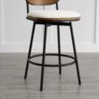 Circle 55 Cream White 27.2-in H Counter height Upholstered Swivel Metal Bar Stool 2 -Pack