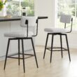 Circle 55 White (Multi-Colored) 27.4-in H Counter height Upholstered Swivel Metal Bar Stool 2 -Pack