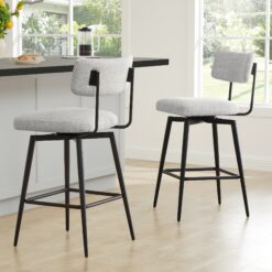 Circle 55 White (Multi-Colored) 27.4-in H Counter height Upholstered Swivel Metal Bar Stool 2 -Pack