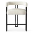 Maison Boucle Beige Velvet Counter Height Bar Stool with Armrest and Curved Back for Kitchen Island