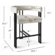 Maison Boucle Beige Velvet Counter Height Bar Stool with Armrest and Curved Back for Kitchen Island