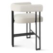 Maison Boucle Beige Velvet Counter Height Bar Stool with Armrest and Curved Back for Kitchen Island