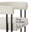 Maison Boucle Beige Velvet Counter Height Bar Stool with Armrest and Curved Back for Kitchen Island