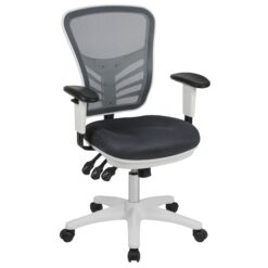 Flash Furniture Nicholas Dark Gray Mesh/White Frame Contemporary Adjustable Height Mesh Executive Chair