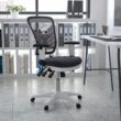 Flash Furniture Nicholas Dark Gray Mesh/White Frame Contemporary Adjustable Height Mesh Executive Chair