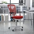 Flash Furniture Nicholas Red Mesh/White Frame Contemporary Adjustable Height Swivel Mesh Executive Chair