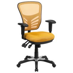 Flash Furniture Nicholas Yellow-orange/black Frame Contemporary Adjustable Height Swivel Mesh Executive Chair