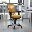 Flash Furniture Nicholas Yellow-orange/black Frame Contemporary Adjustable Height Swivel Mesh Executive Chair