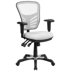 Flash Furniture Nicholas White/Black Frame Contemporary Adjustable Height Swivel Mesh Executive Chair
