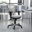 Flash Furniture Nicholas White/Black Frame Contemporary Adjustable Height Swivel Mesh Executive Chair