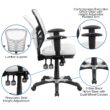 Flash Furniture Nicholas White/Black Frame Contemporary Adjustable Height Swivel Mesh Executive Chair