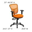 Flash Furniture Nicholas Orange/Black Frame Contemporary Adjustable Height Swivel Mesh Executive Chair