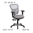 Flash Furniture Nicholas Gray/Black Frame Contemporary Adjustable Height Swivel Mesh Executive Chair
