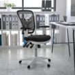 Flash Furniture Nicholas Black Mesh/White Frame Contemporary Adjustable Height Swivel Mesh Executive Chair