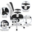 Flash Furniture Nicholas Black Mesh/White Frame Contemporary Adjustable Height Swivel Mesh Executive Chair