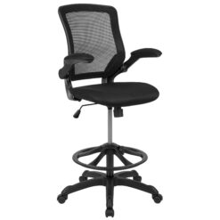 Flash Furniture Kale Black Contemporary Adjustable Height Swivel Mesh Drafting Chair
