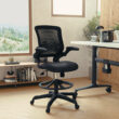 Flash Furniture Kale Black Contemporary Adjustable Height Swivel Mesh Drafting Chair