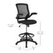 Flash Furniture Kale Black Contemporary Adjustable Height Swivel Mesh Drafting Chair