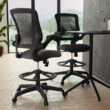 Flash Furniture Kale Black Contemporary Adjustable Height Swivel Mesh Drafting Chair