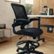 Flash Furniture Kale Black Contemporary Adjustable Height Swivel Mesh Drafting Chair