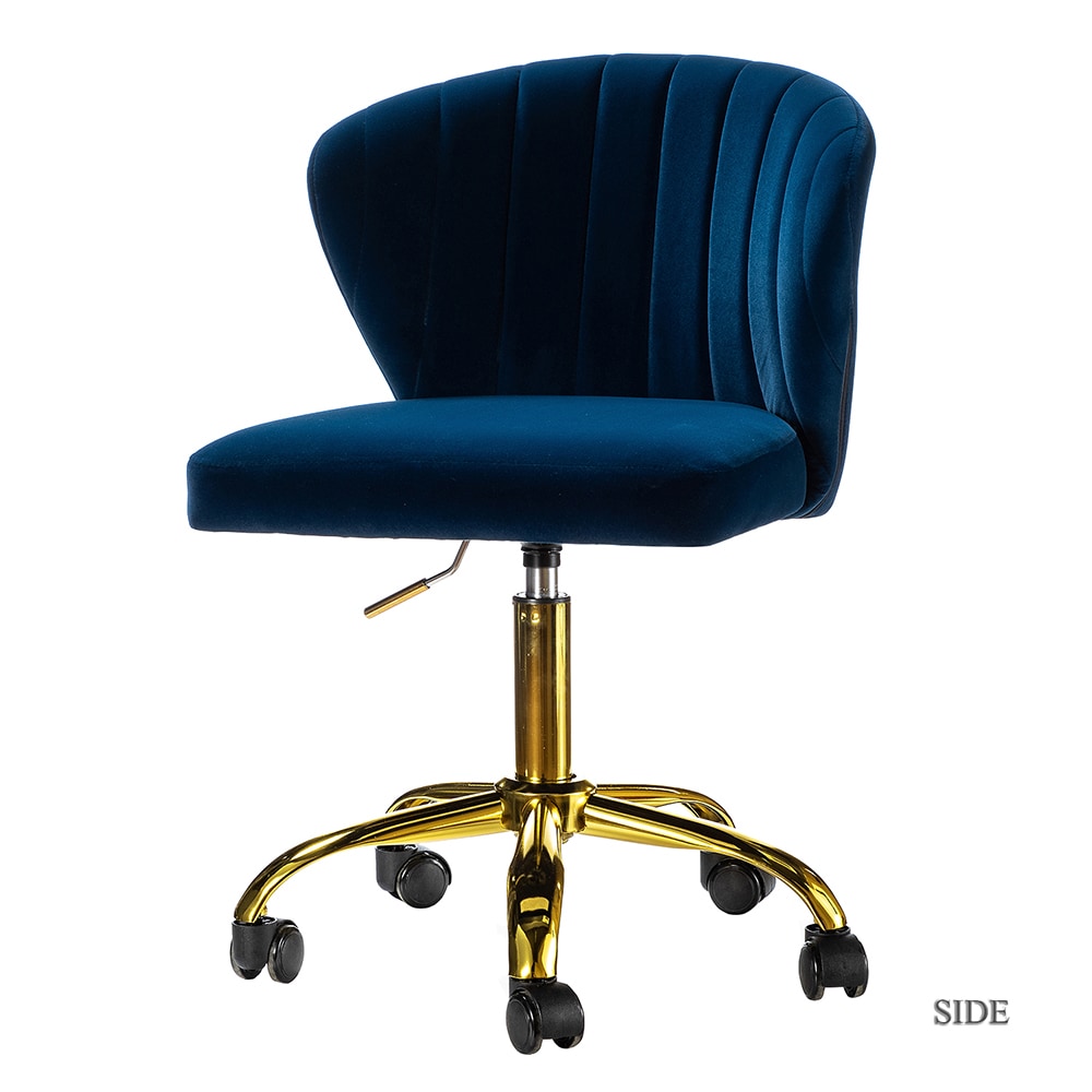 14 Karat Home Navy Contemporary Ergonomic Adjustable Height Swivel Polyester Task Chair 14 Karat Home Navy Contemporary Ergonomic Adjustable Height Swivel Polyester Task Chair