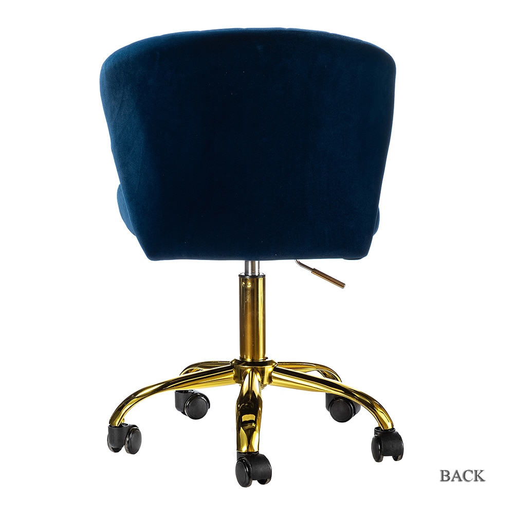 14 Karat Home Navy Contemporary Ergonomic Adjustable Height Swivel Polyester Task Chair 14 Karat Home Navy Contemporary Ergonomic Adjustable Height Swivel Polyester Task Chair