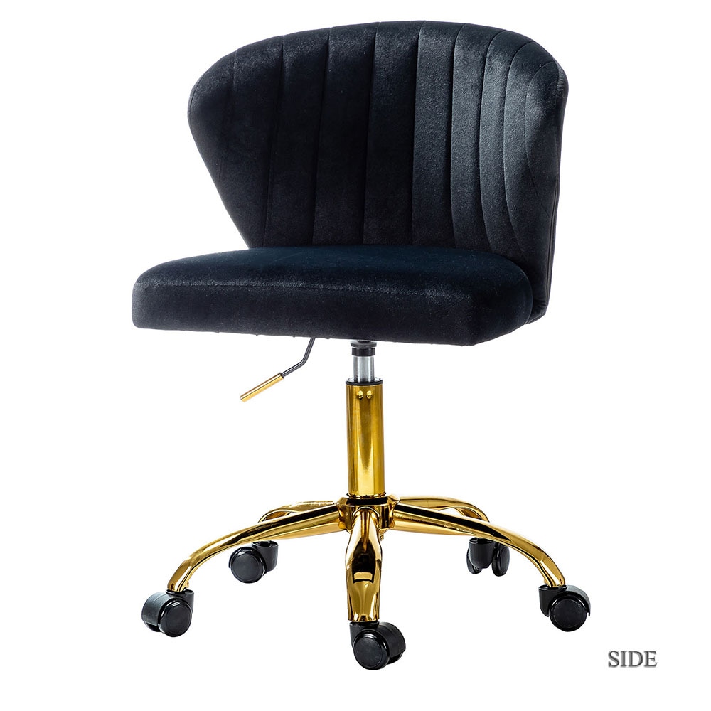 14 Karat Home Black Contemporary Ergonomic Adjustable Height Swivel Polyester Task Chair 14 Karat Home Black Contemporary Ergonomic Adjustable Height Swivel Polyester Task Chair
