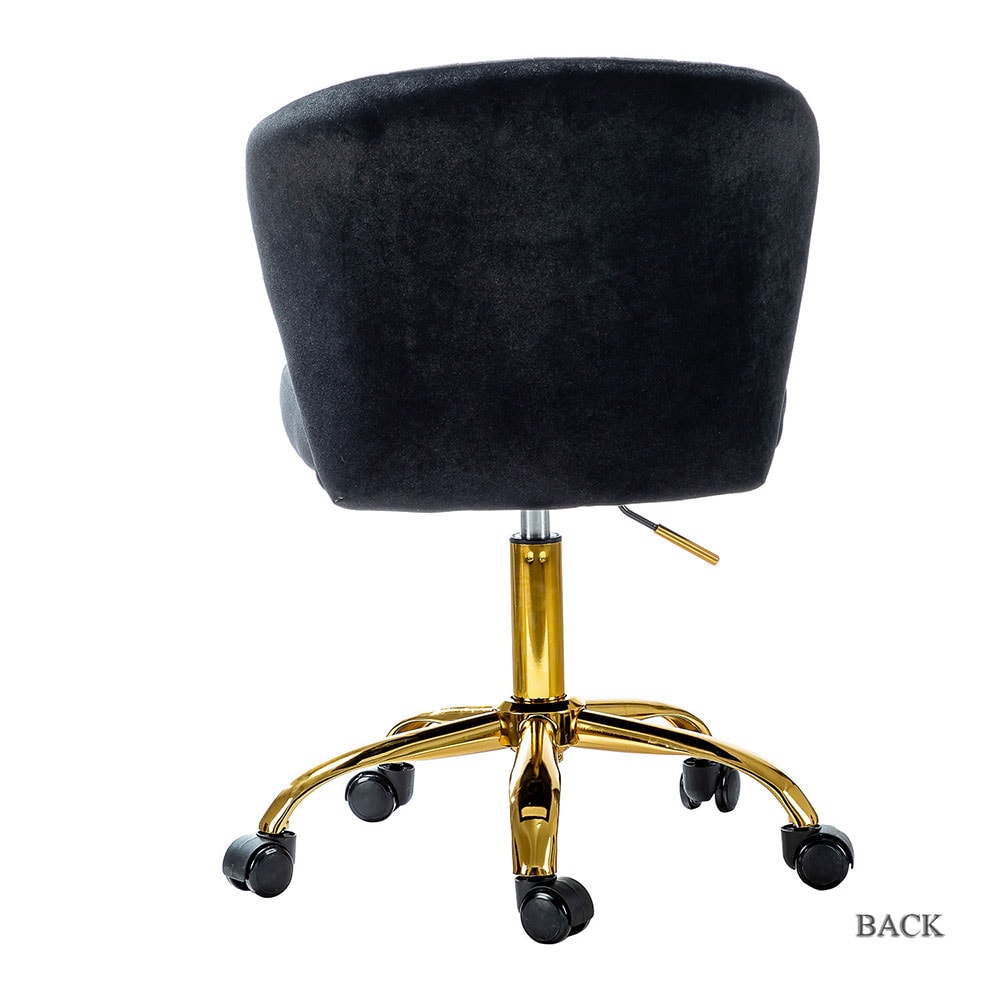 14 Karat Home Black Contemporary Ergonomic Adjustable Height Swivel Polyester Task Chair 14 Karat Home Black Contemporary Ergonomic Adjustable Height Swivel Polyester Task Chair