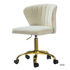 14 Karat Home Ivory Contemporary Ergonomic Adjustable Height Swivel Polyester Task Chair