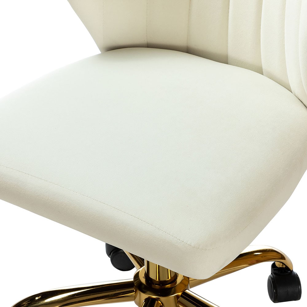 14 Karat Home Ivory Contemporary Ergonomic Adjustable Height Swivel Polyester Task Chair 14 Karat Home Ivory Contemporary Ergonomic Adjustable Height Swivel Polyester Task Chair
