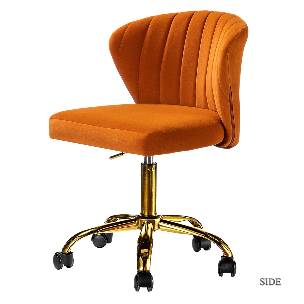 14 Karat Home Orange Contemporary Ergonomic Adjustable Height Swivel Polyester Task Chair 14 Karat Home Orange Contemporary Ergonomic Adjustable Height Swivel Polyester Task Chair