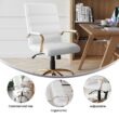 Flash Furniture Whitney White Leathersoft/Gold Frame Contemporary Adjustable Height Swivel Faux Leather Executive Chair