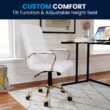 Flash Furniture Whitney White Leathersoft/Gold Frame Contemporary Adjustable Height Swivel Faux Leather Executive Chair