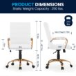 Flash Furniture Whitney White Leathersoft/Gold Frame Contemporary Adjustable Height Swivel Faux Leather Executive Chair