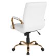 Flash Furniture Whitney White Leathersoft/Gold Frame Contemporary Adjustable Height Swivel Faux Leather Executive Chair