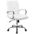 Flash Furniture Whitney White Leathersoft/Chrome Frame Contemporary Adjustable Height Swivel Faux Leather Executive Chair